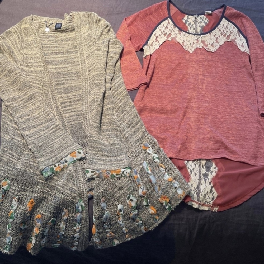 2 BKE Size Small shirts 1 cardigan and 1 shirt Great Condition!